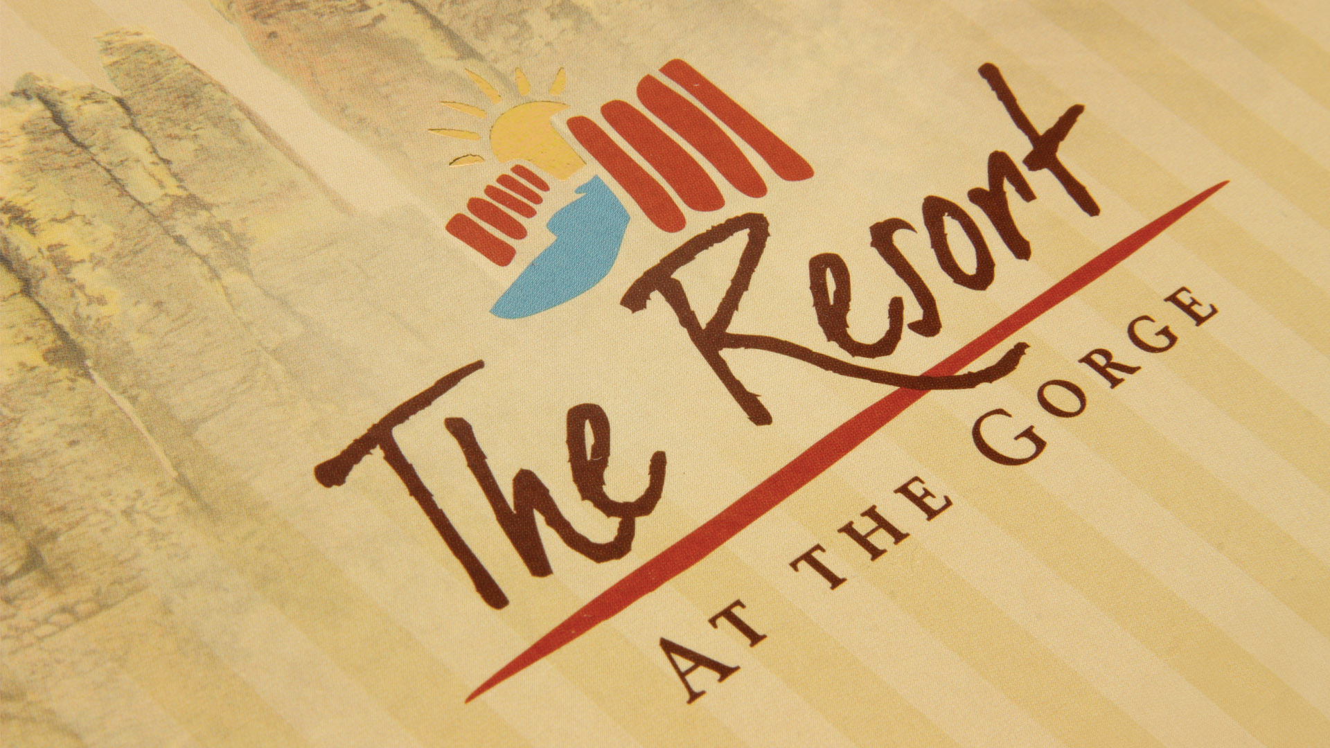 The cover of the printed viewbook for the Resort at the Gorge.