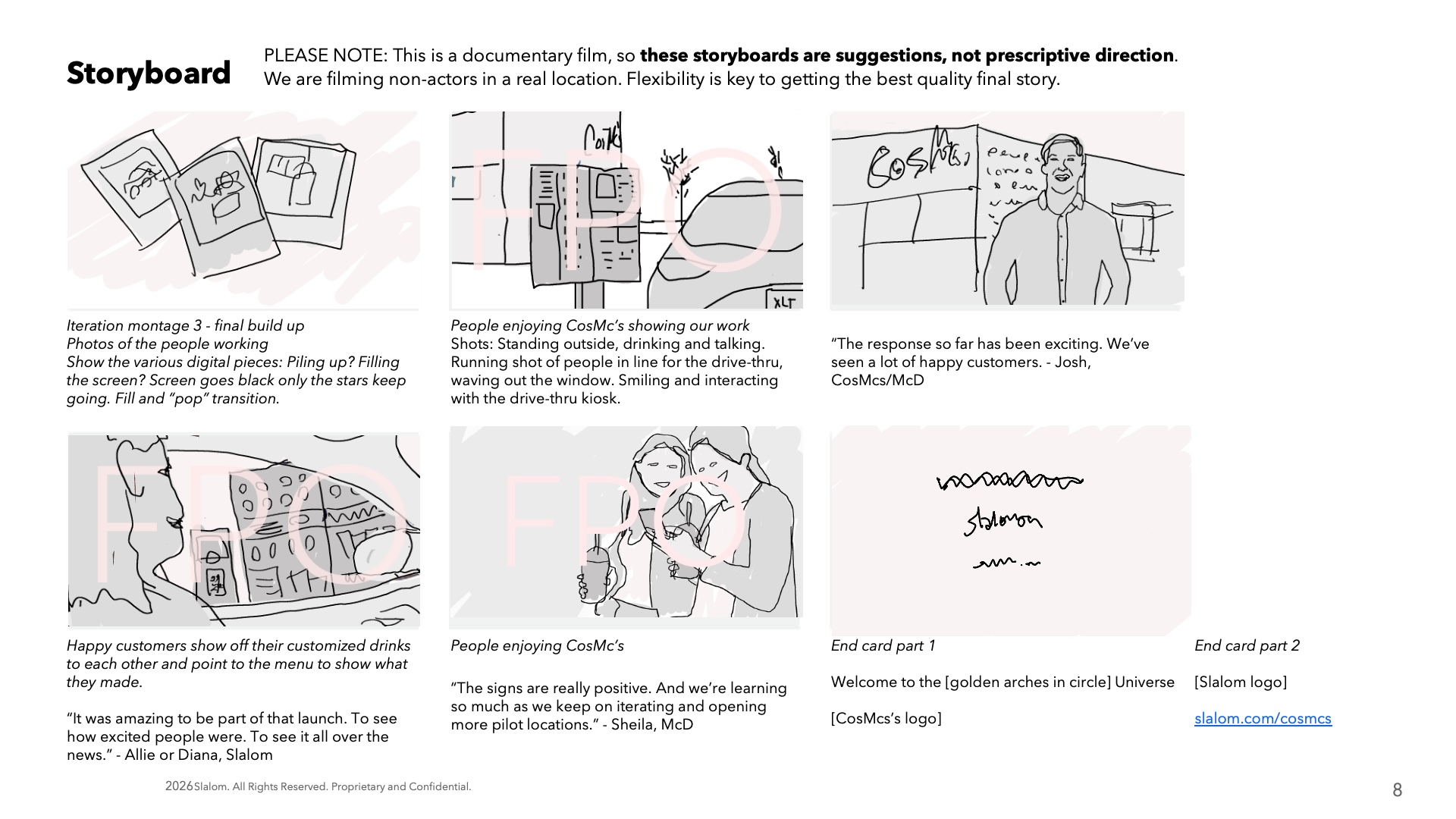 CosMc's storyboard exploration and production planning